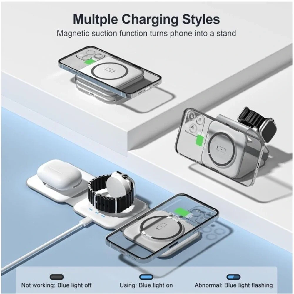 UCOMX Nano‎ 3 in 1 Wireless Charger for iPhone,Magnetic Foldable 3 in 1 Charging